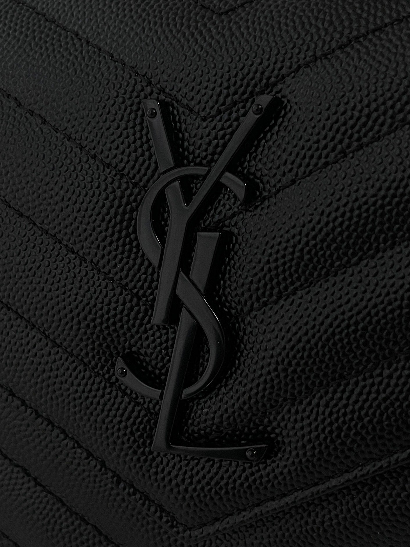 Saint Laurent Classic Cassandre Chain Wallet in Grained Leather