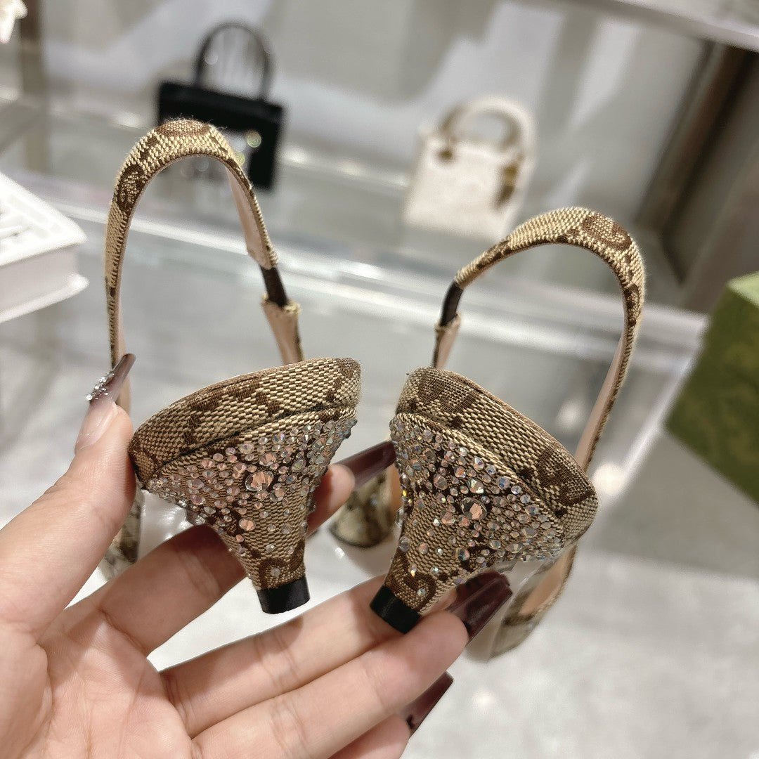 Gucci Slingback Pump With Crystal Horsebit