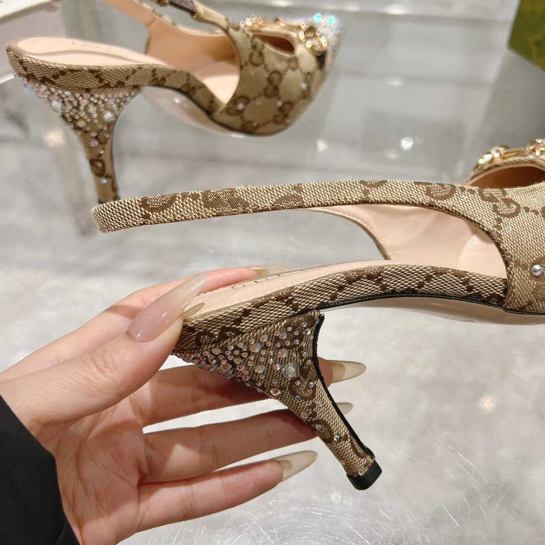 Gucci Slingback Pump With Crystal Horsebit