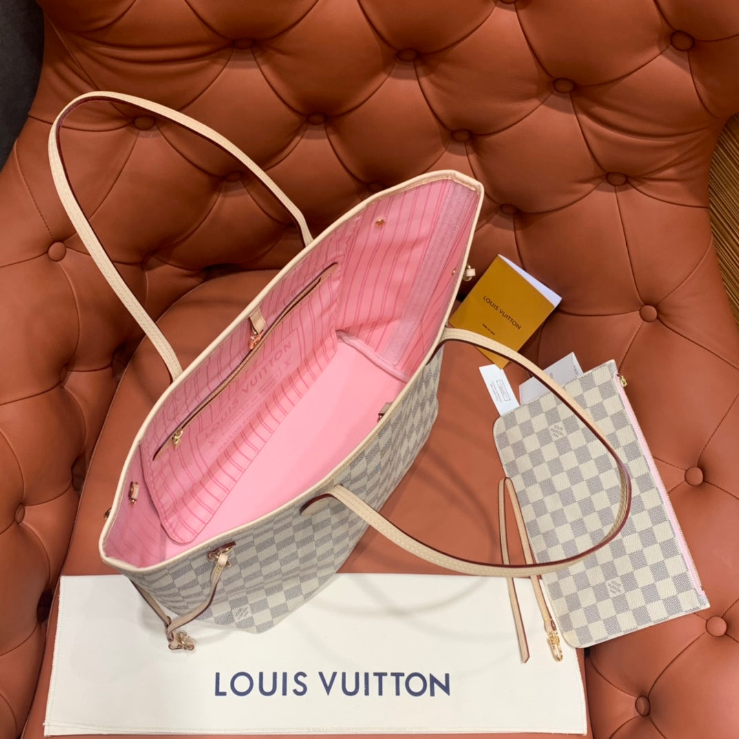 Louis Vuitton Neverfull MM Damier Azur/ Rose Ballerine