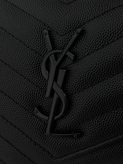 Saint Laurent Classic Cassandre Chain Wallet in Grained Leather