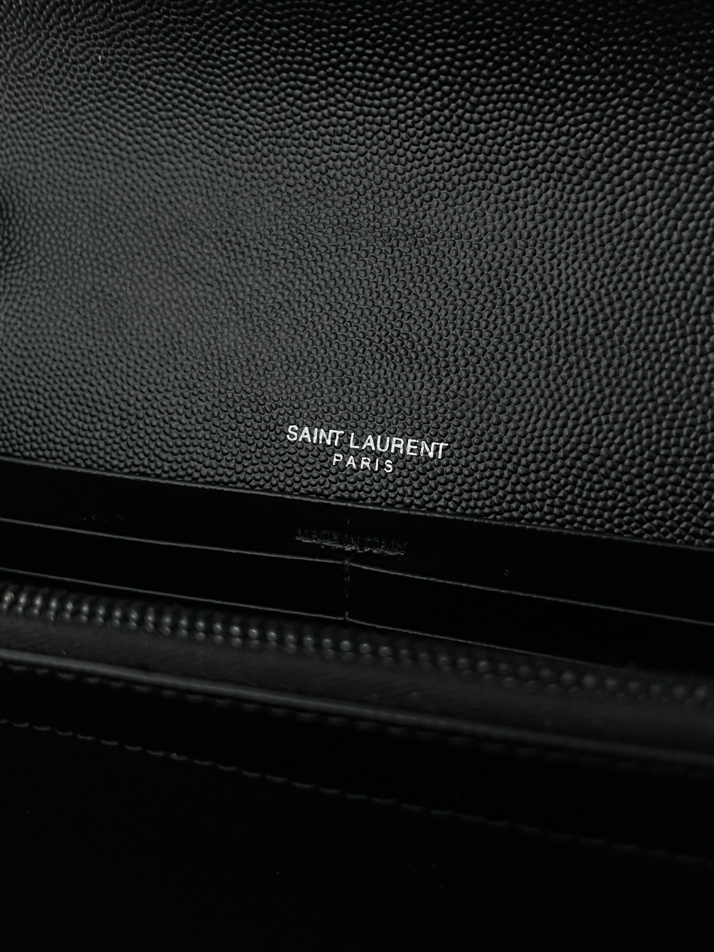Saint Laurent Classic Cassandre Chain Wallet in Grained Leather