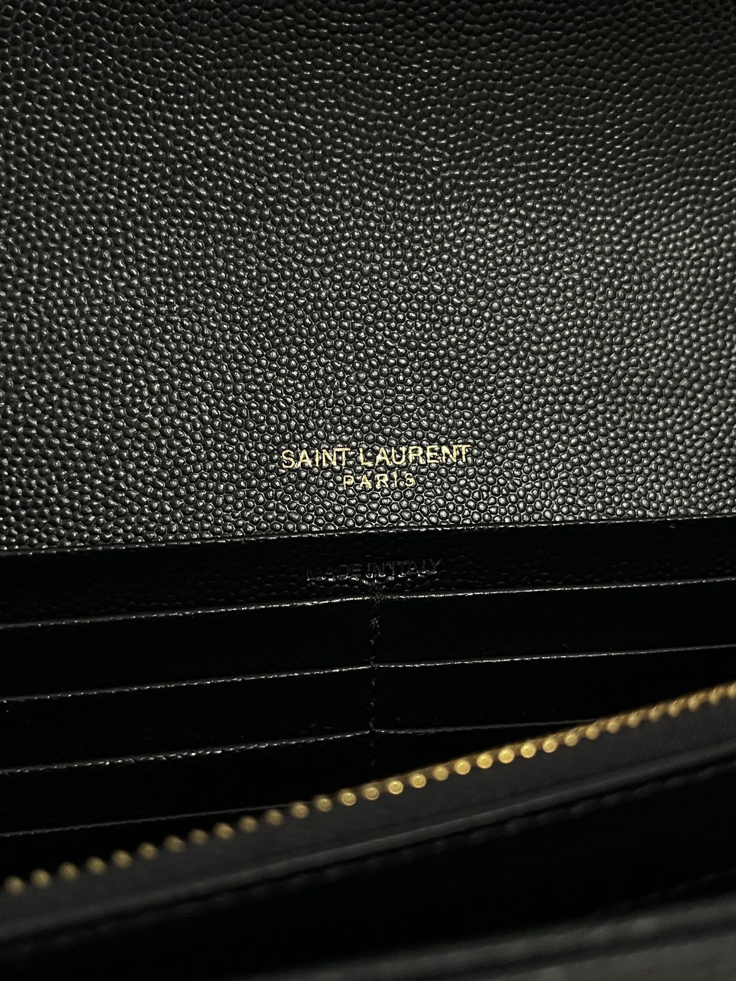 Saint Laurent Classic Cassandre Chain Wallet in Grained Leather