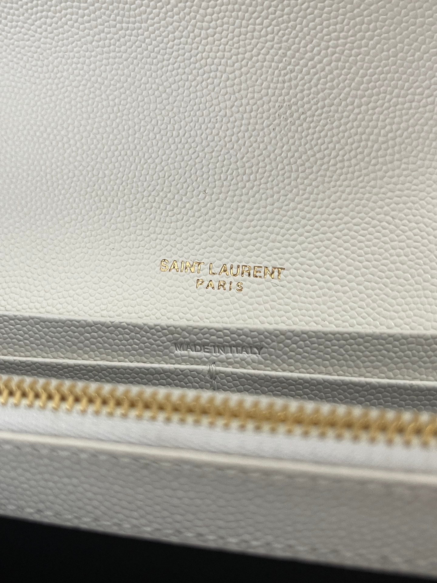 Saint Laurent Classic Cassandre Chain Wallet in Grained Leather