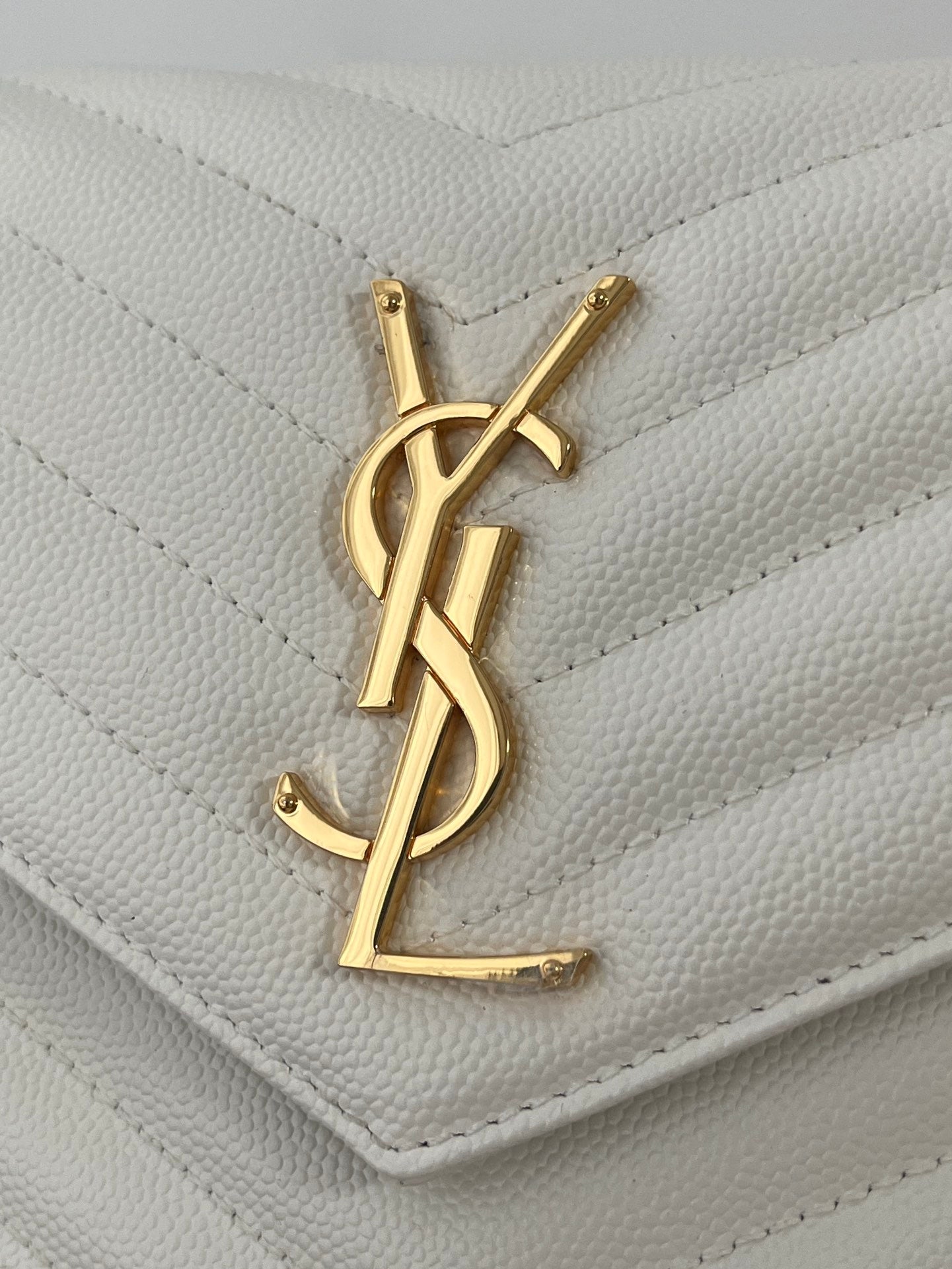 Saint Laurent Classic Cassandre Chain Wallet in Grained Leather