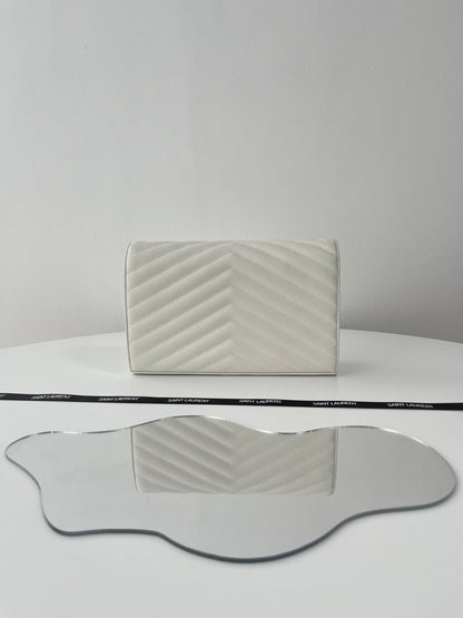 Saint Laurent Classic Cassandre Chain Wallet in Grained Leather