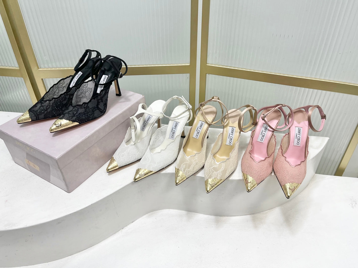 Jimmy Choo Lace Pumps With Metal Lace Detail | 4 colors