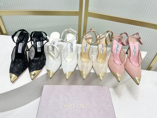 Jimmy Choo Lace Pumps With Metal Lace Detail | 4 colors