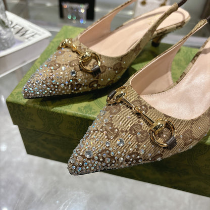 Gucci Slingback Pump With Crystal Horsebit