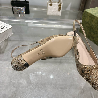 Gucci Slingback Pump With Crystal Horsebit