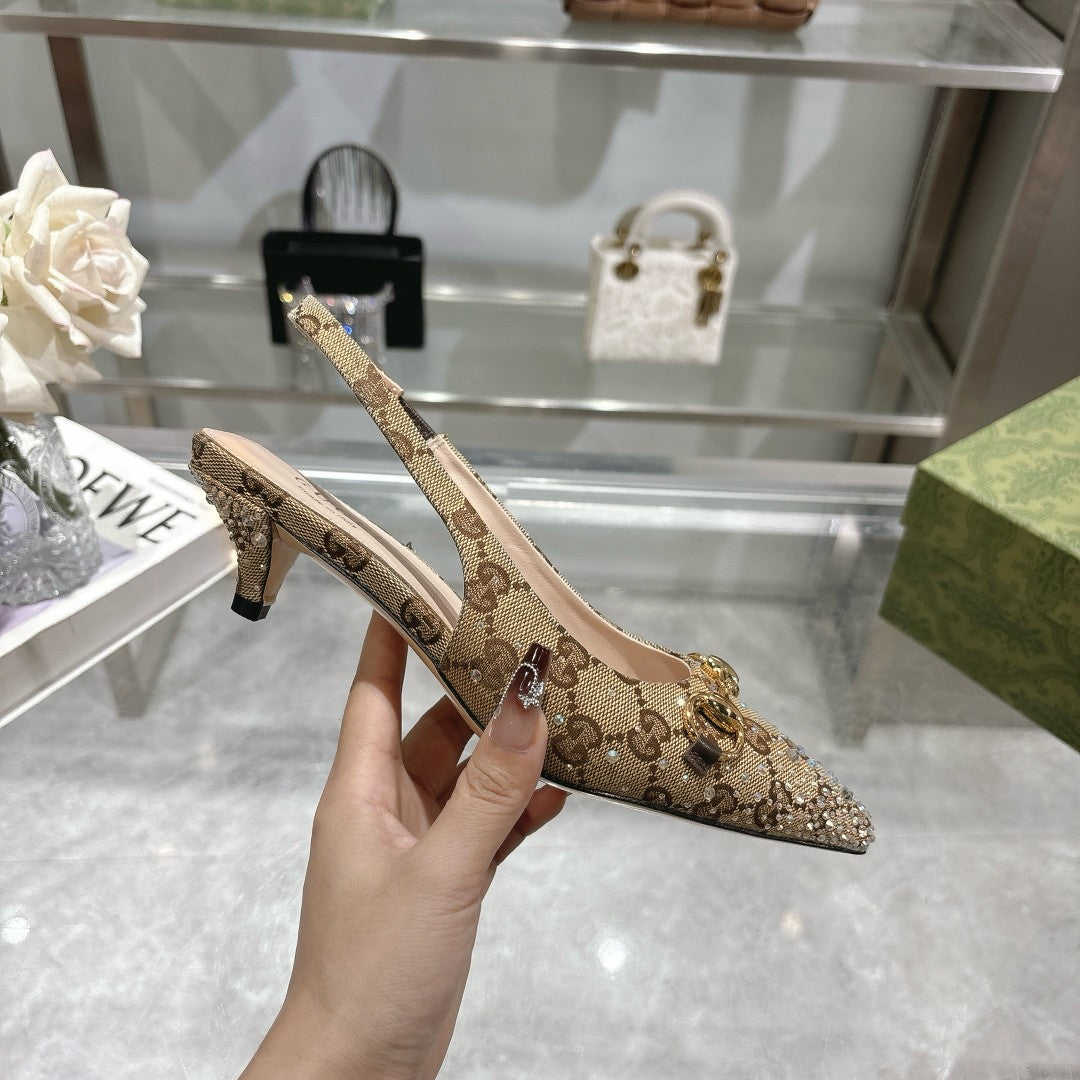 Gucci Slingback Pump With Crystal Horsebit