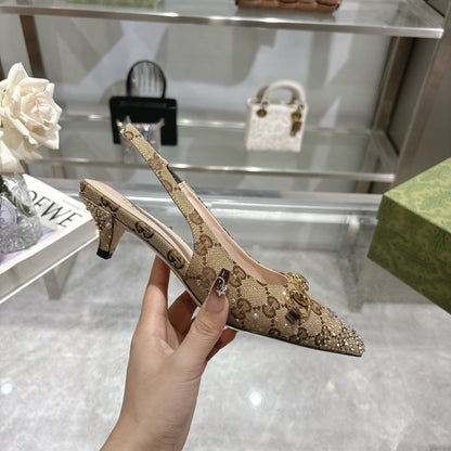 Gucci Slingback Pump With Crystal Horsebit