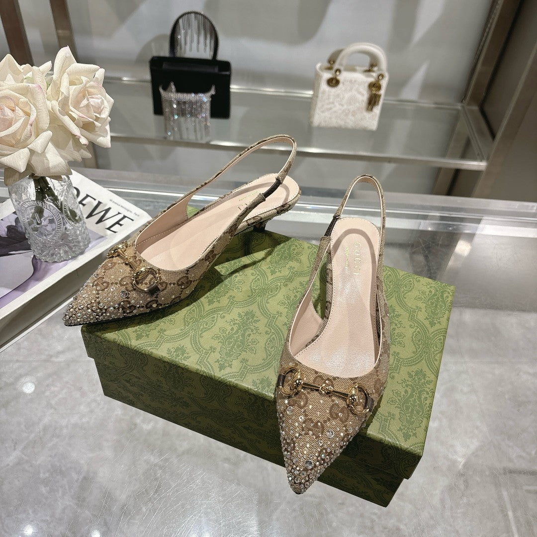 Gucci Slingback Pump With Crystal Horsebit