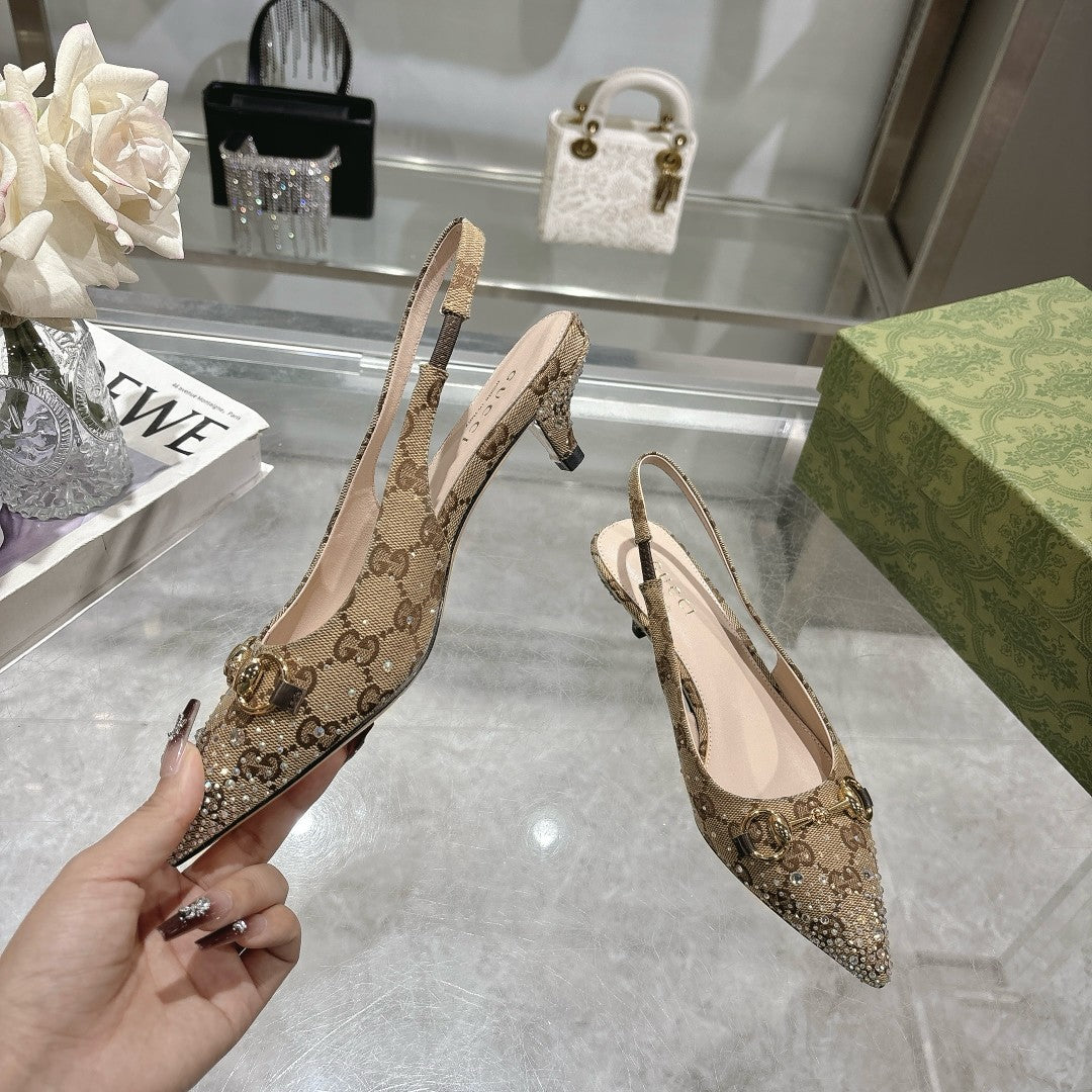 Gucci Slingback Pump With Crystal Horsebit