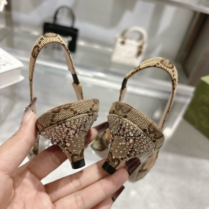 Gucci Slingback Pump With Crystal Horsebit
