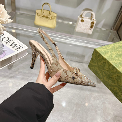 Gucci Slingback Pump With Crystal Horsebit