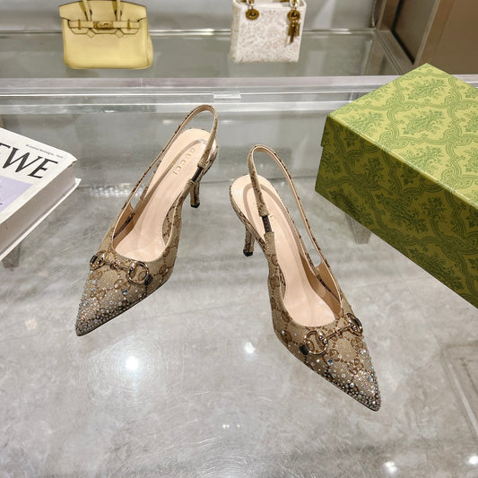 Gucci Slingback Pump With Crystal Horsebit