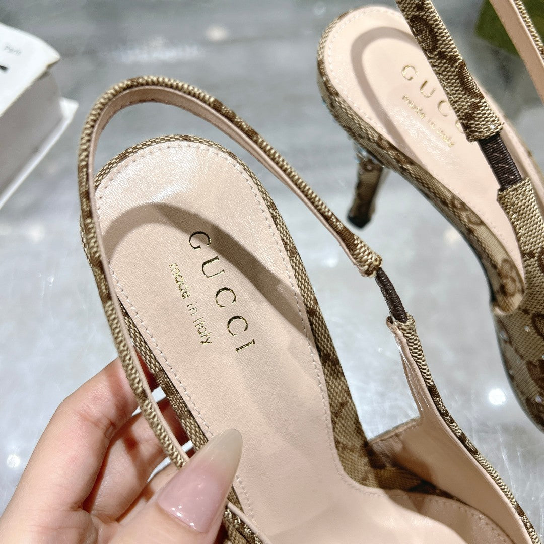 Gucci Slingback Pump With Crystal Horsebit