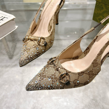 Gucci Slingback Pump With Crystal Horsebit