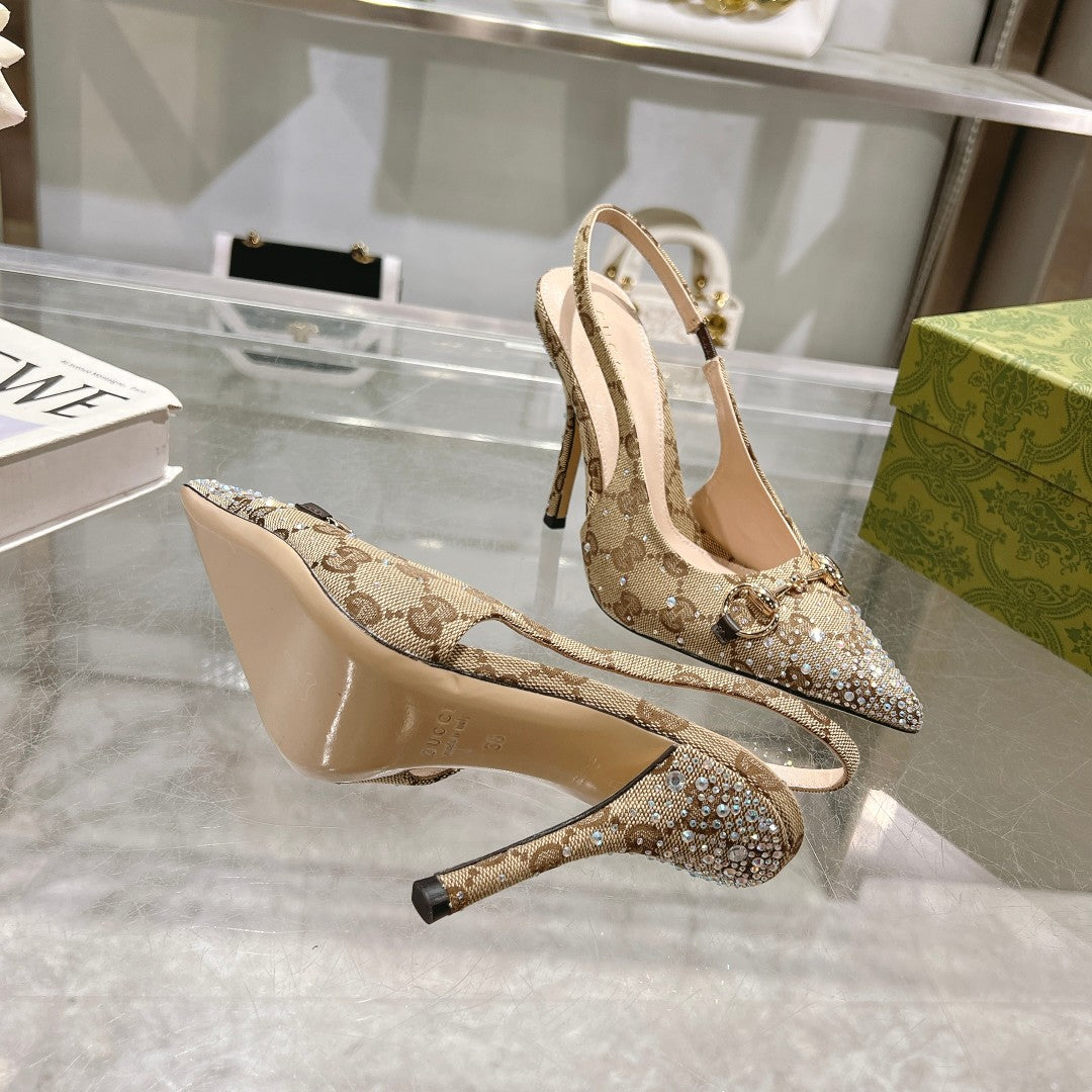 Gucci Slingback Pump With Crystal Horsebit