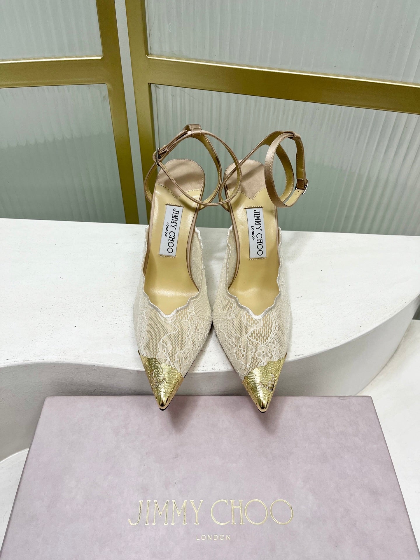 Jimmy Choo Lace Pumps With Metal Lace Detail | 4 colors
