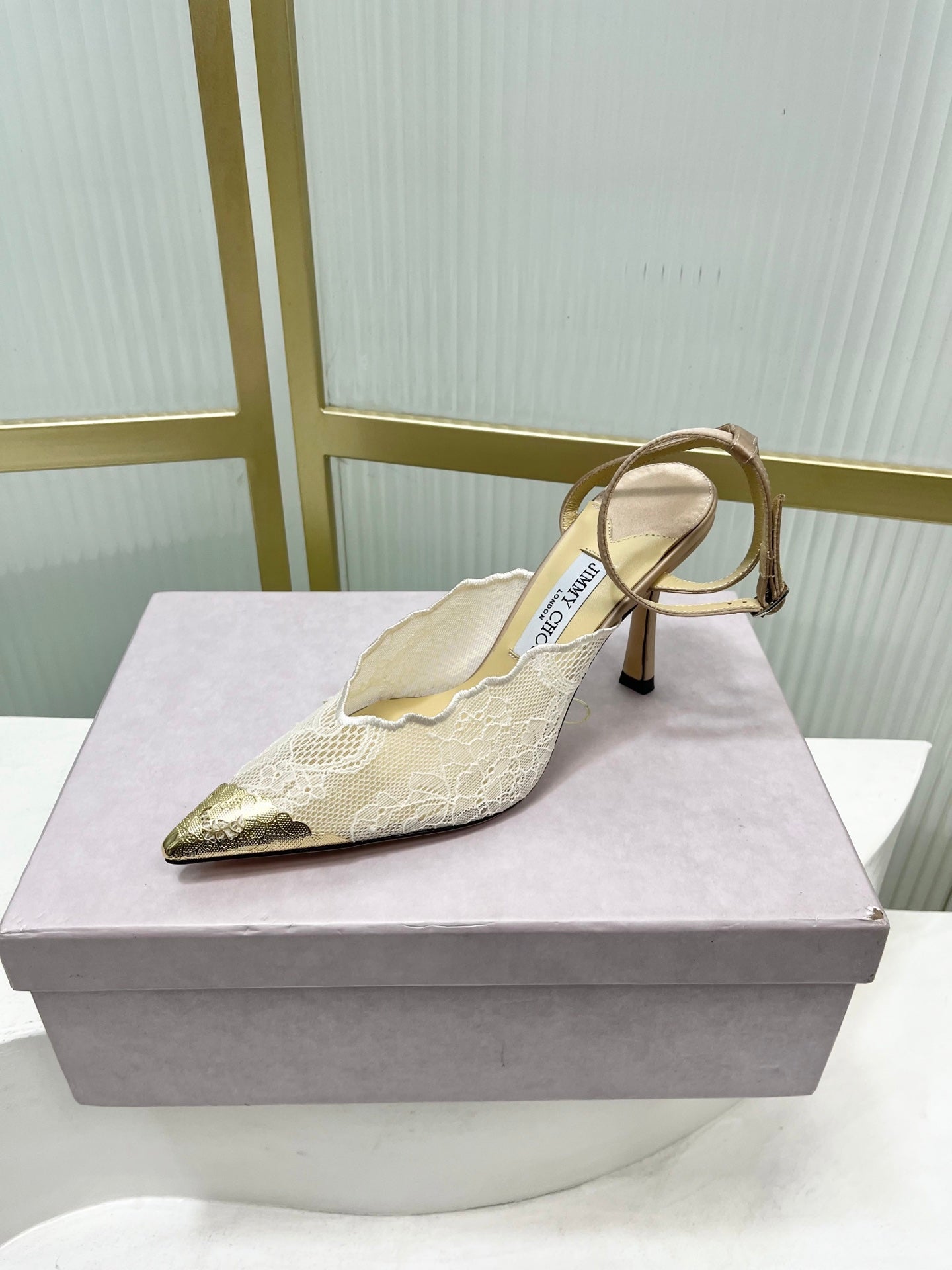 Jimmy Choo Lace Pumps With Metal Lace Detail | 4 colors