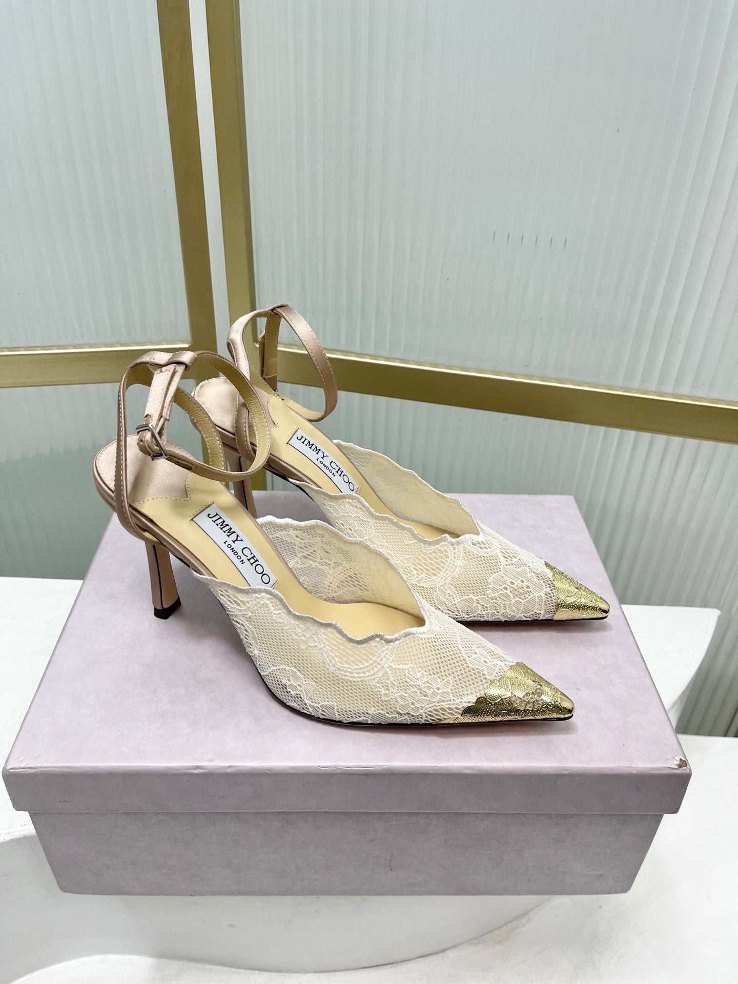 Jimmy Choo Lace Pumps With Metal Lace Detail | 4 colors