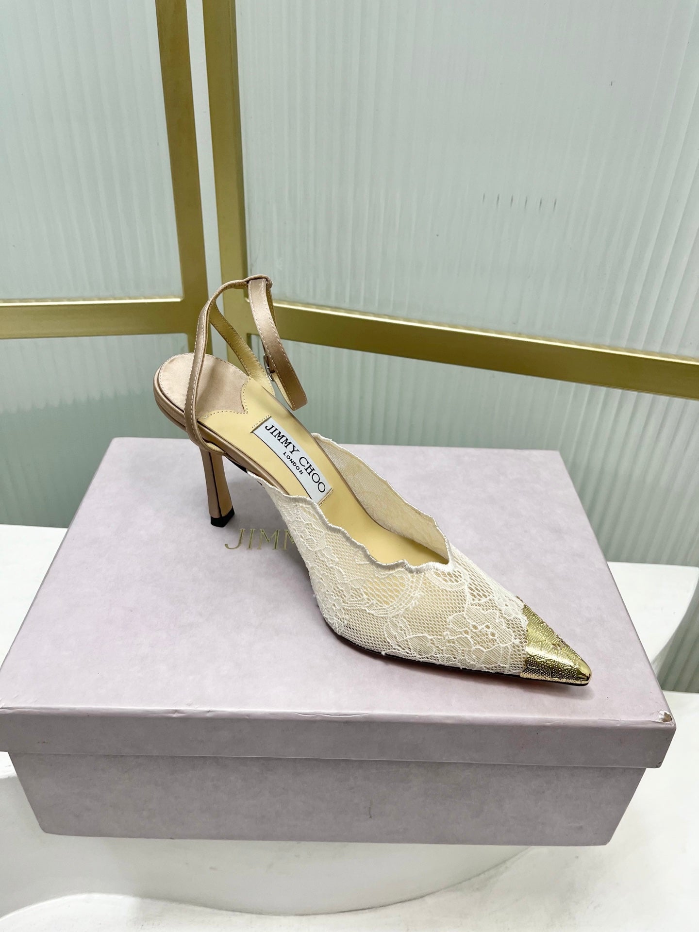 Jimmy Choo Lace Pumps With Metal Lace Detail | 4 colors