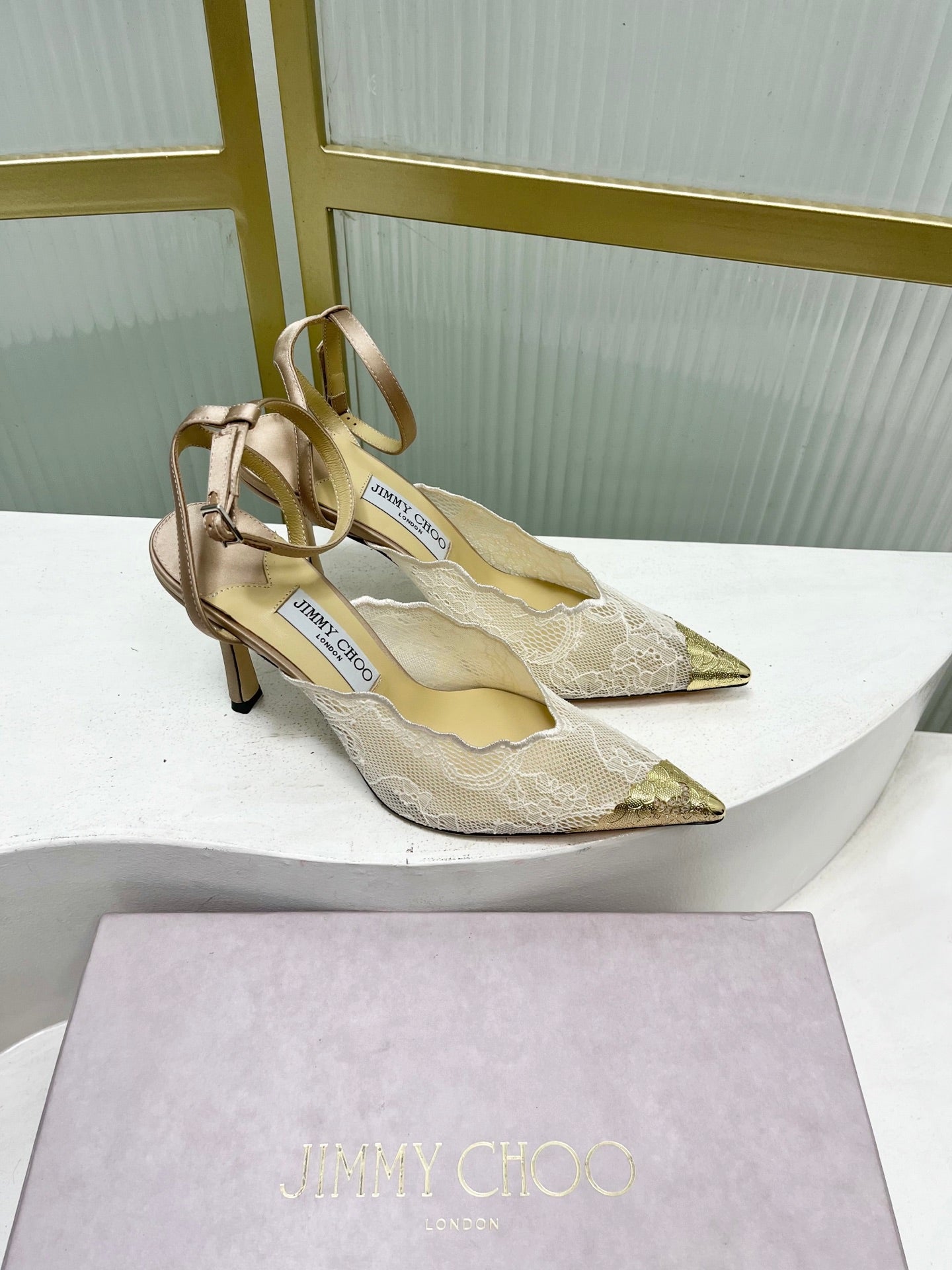 Jimmy Choo Lace Pumps With Metal Lace Detail | 4 colors
