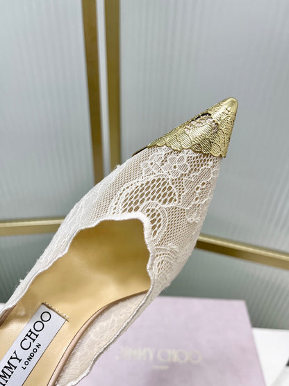 Jimmy Choo Lace Pumps With Metal Lace Detail | 4 colors