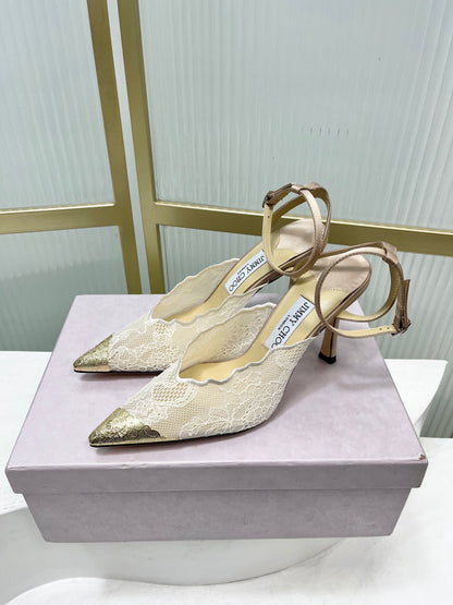 Jimmy Choo Lace Pumps With Metal Lace Detail | 4 colors