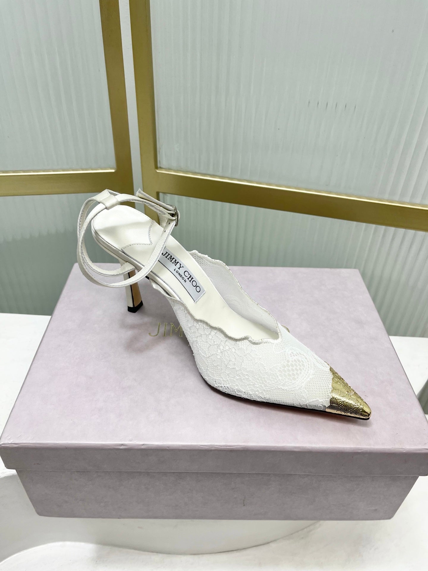 Jimmy Choo Lace Pumps With Metal Lace Detail | 4 colors