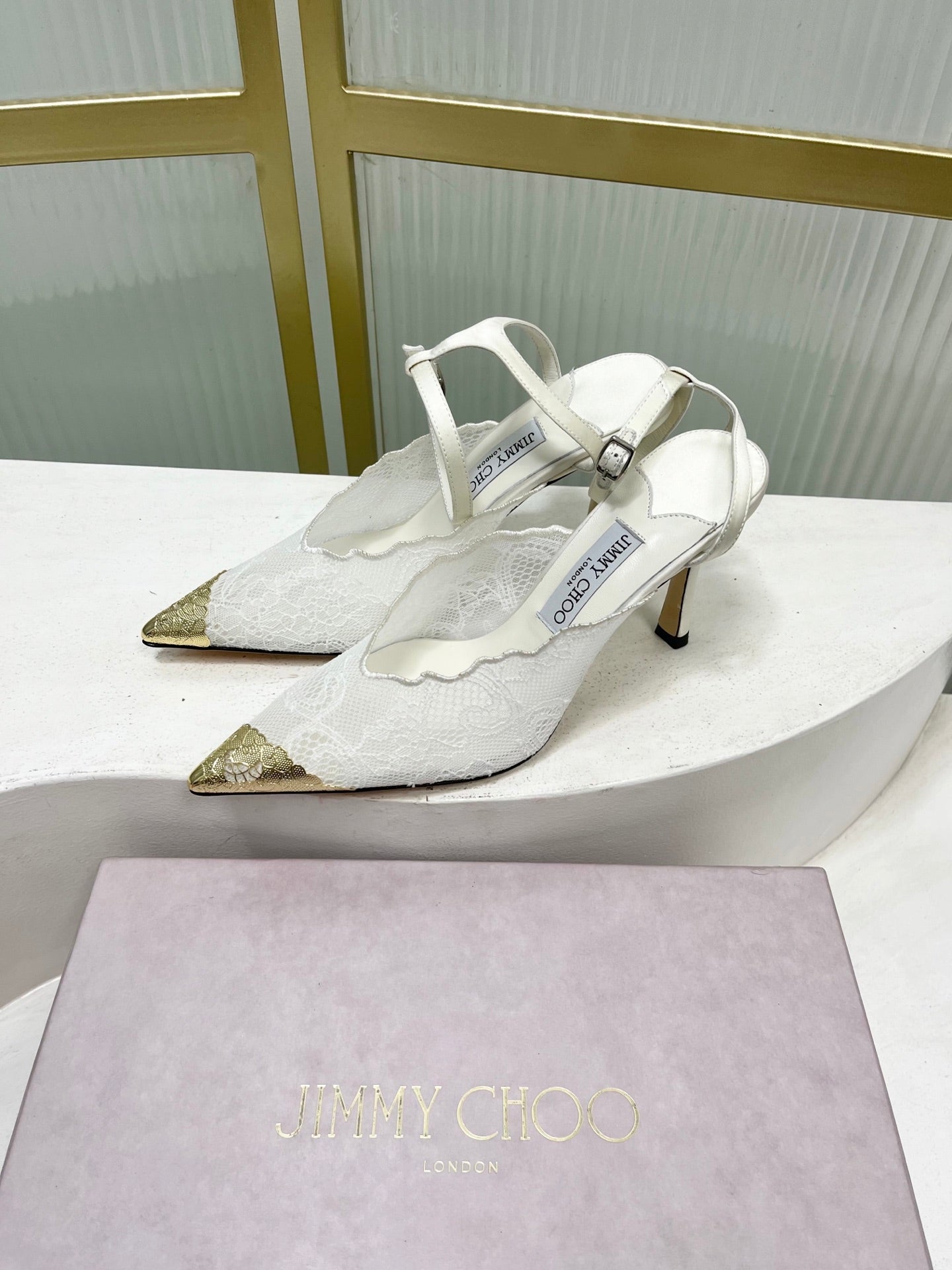 Jimmy Choo Lace Pumps With Metal Lace Detail | 4 colors