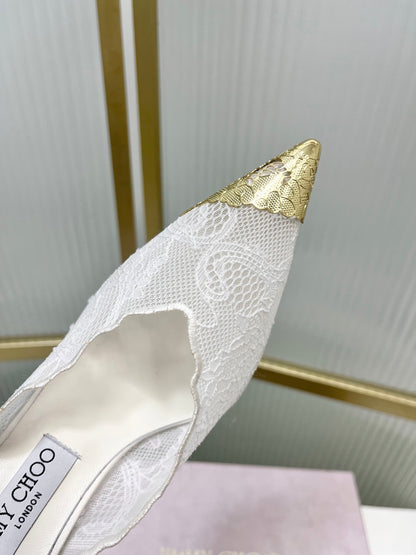 Jimmy Choo Lace Pumps With Metal Lace Detail | 4 colors