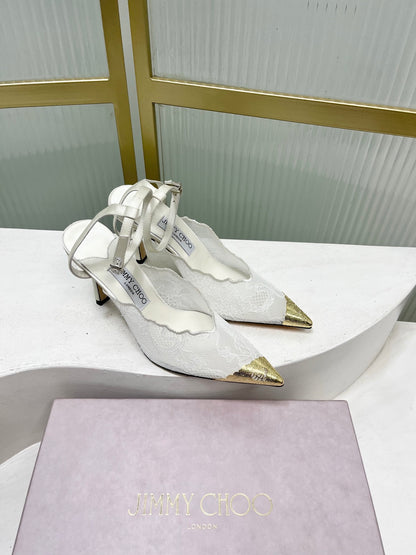 Jimmy Choo Lace Pumps With Metal Lace Detail | 4 colors