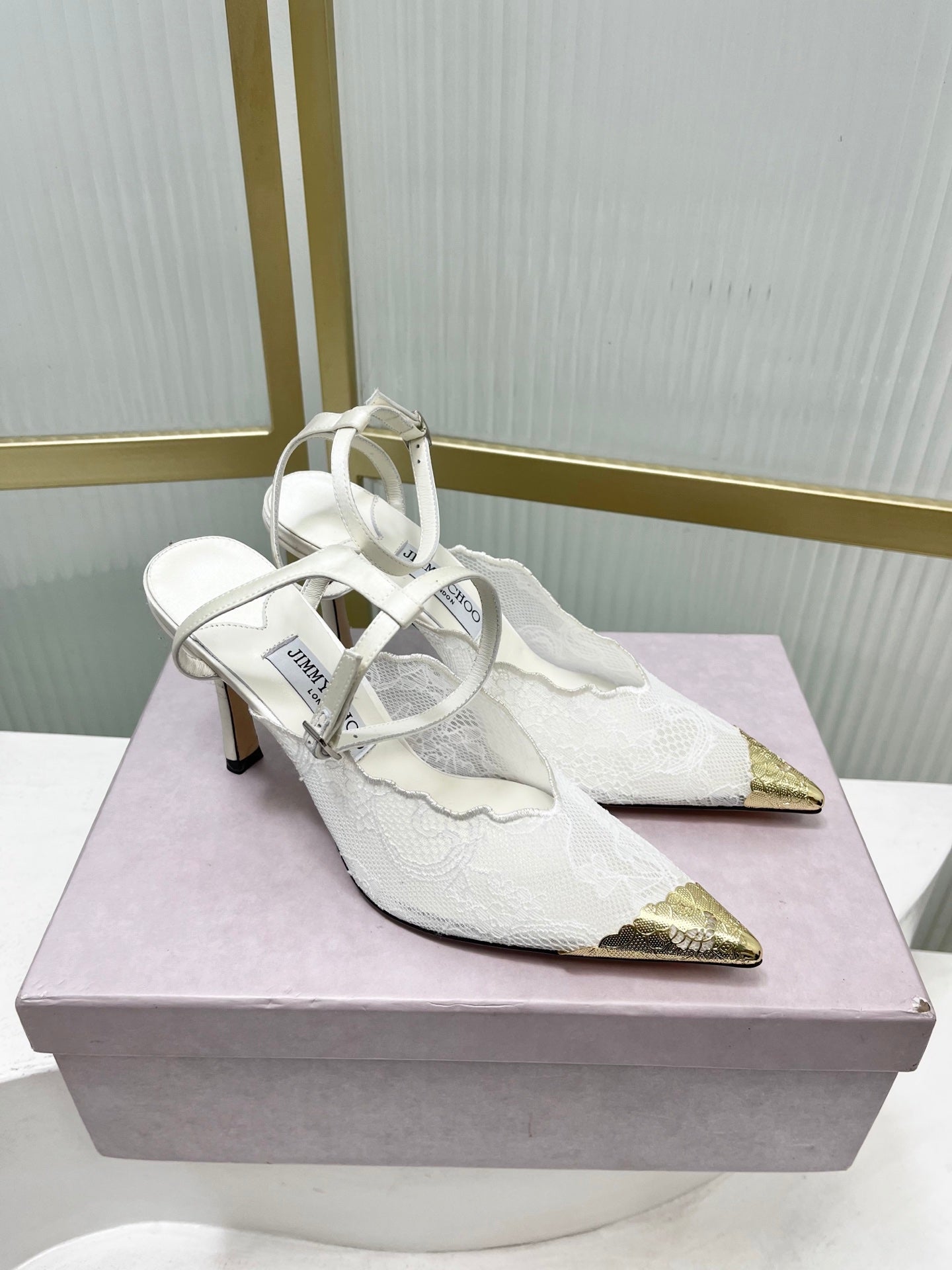 Jimmy Choo Lace Pumps With Metal Lace Detail | 4 colors