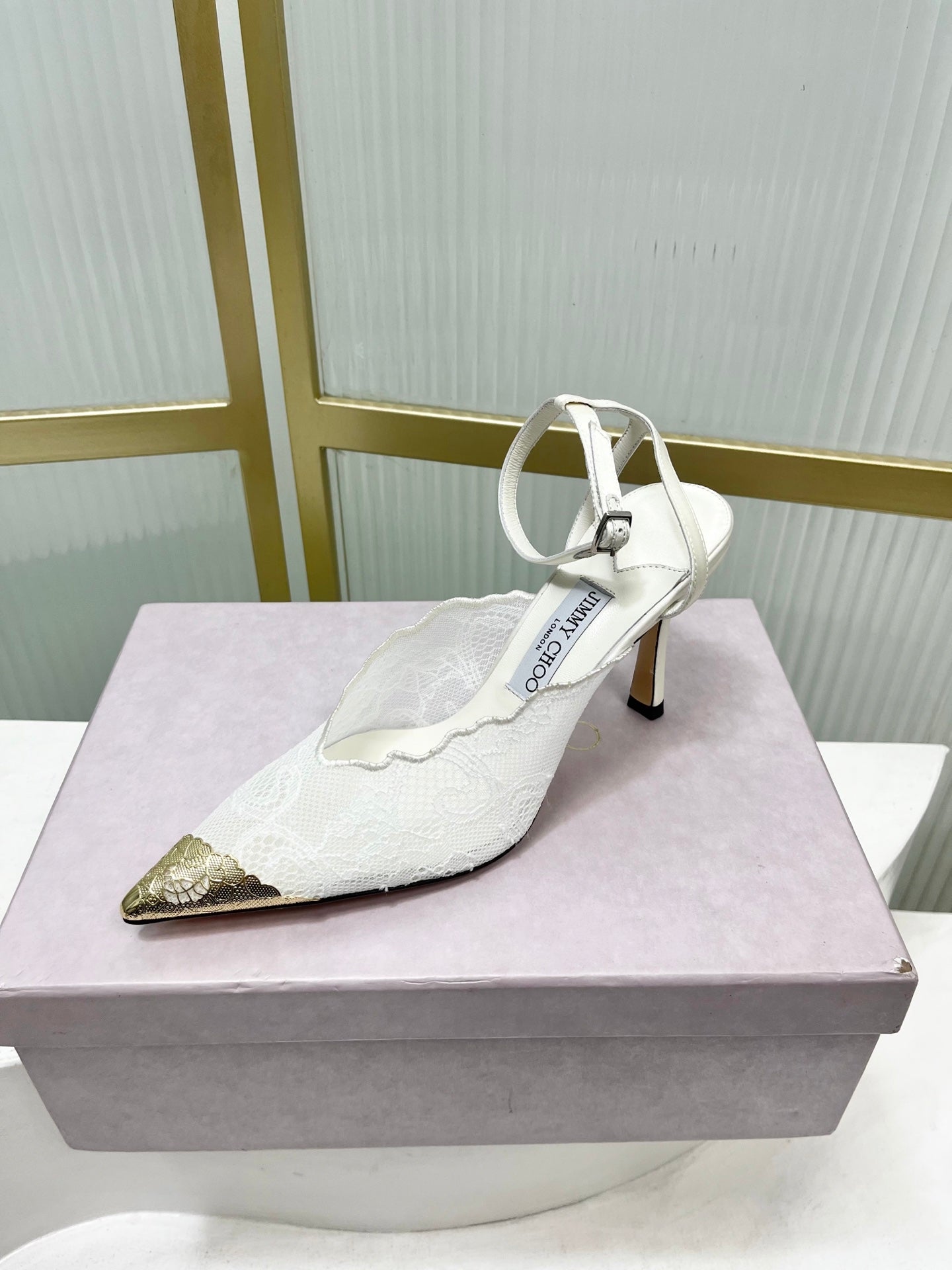 Jimmy Choo Lace Pumps With Metal Lace Detail | 4 colors