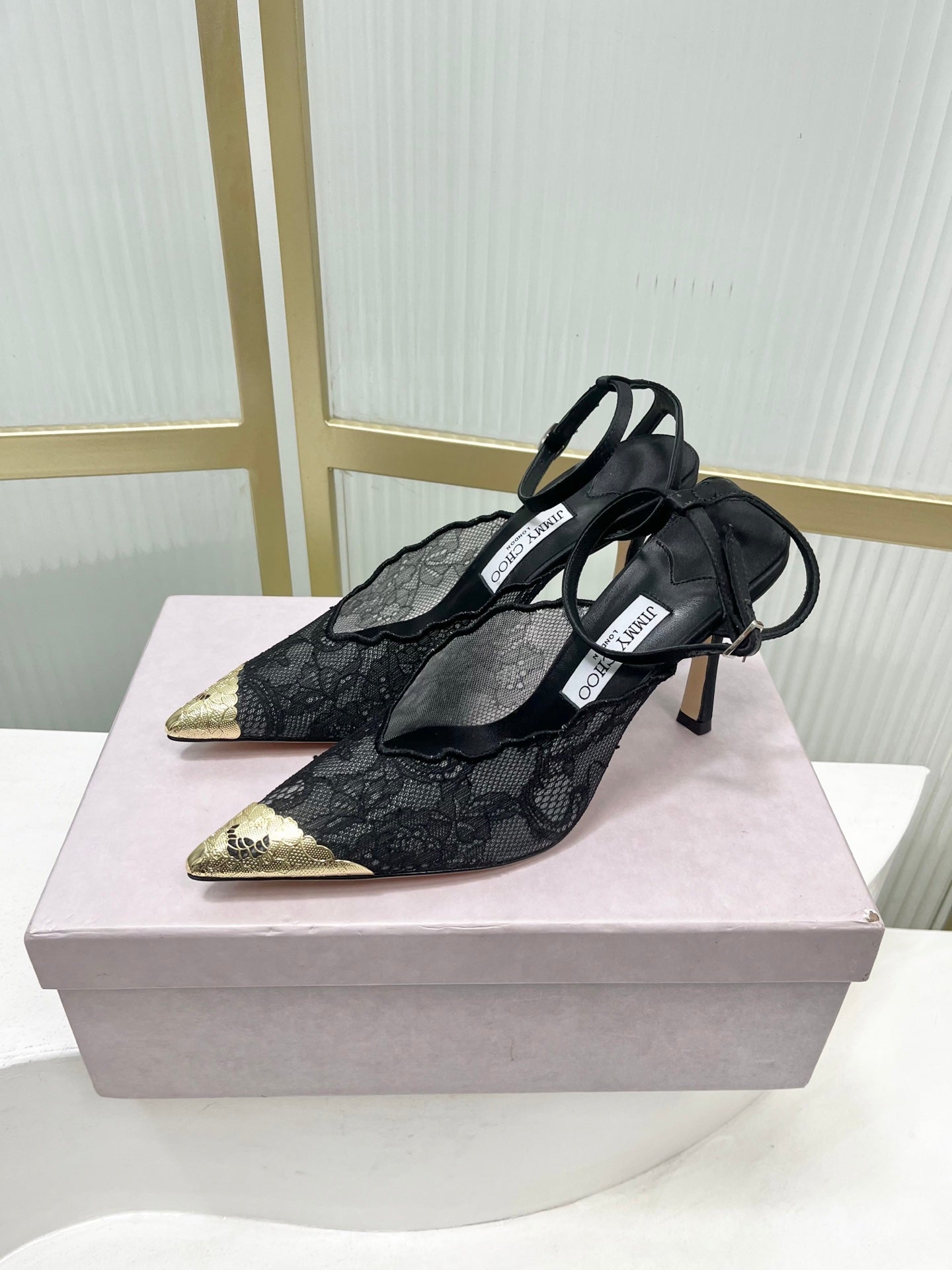 Jimmy Choo Lace Pumps With Metal Lace Detail | 4 colors