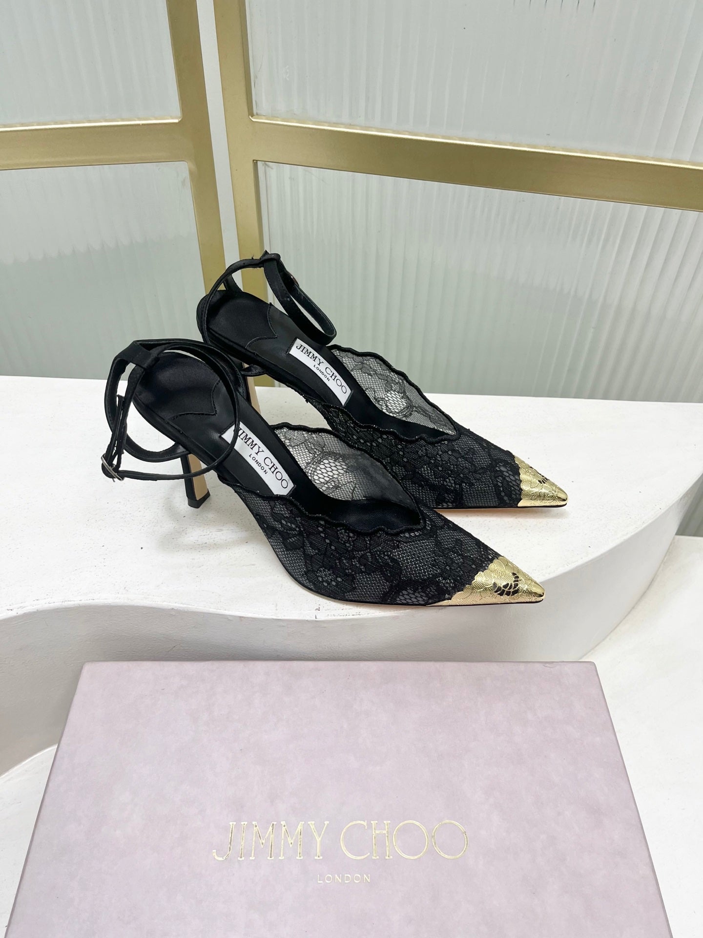 Jimmy Choo Lace Pumps With Metal Lace Detail | 4 colors
