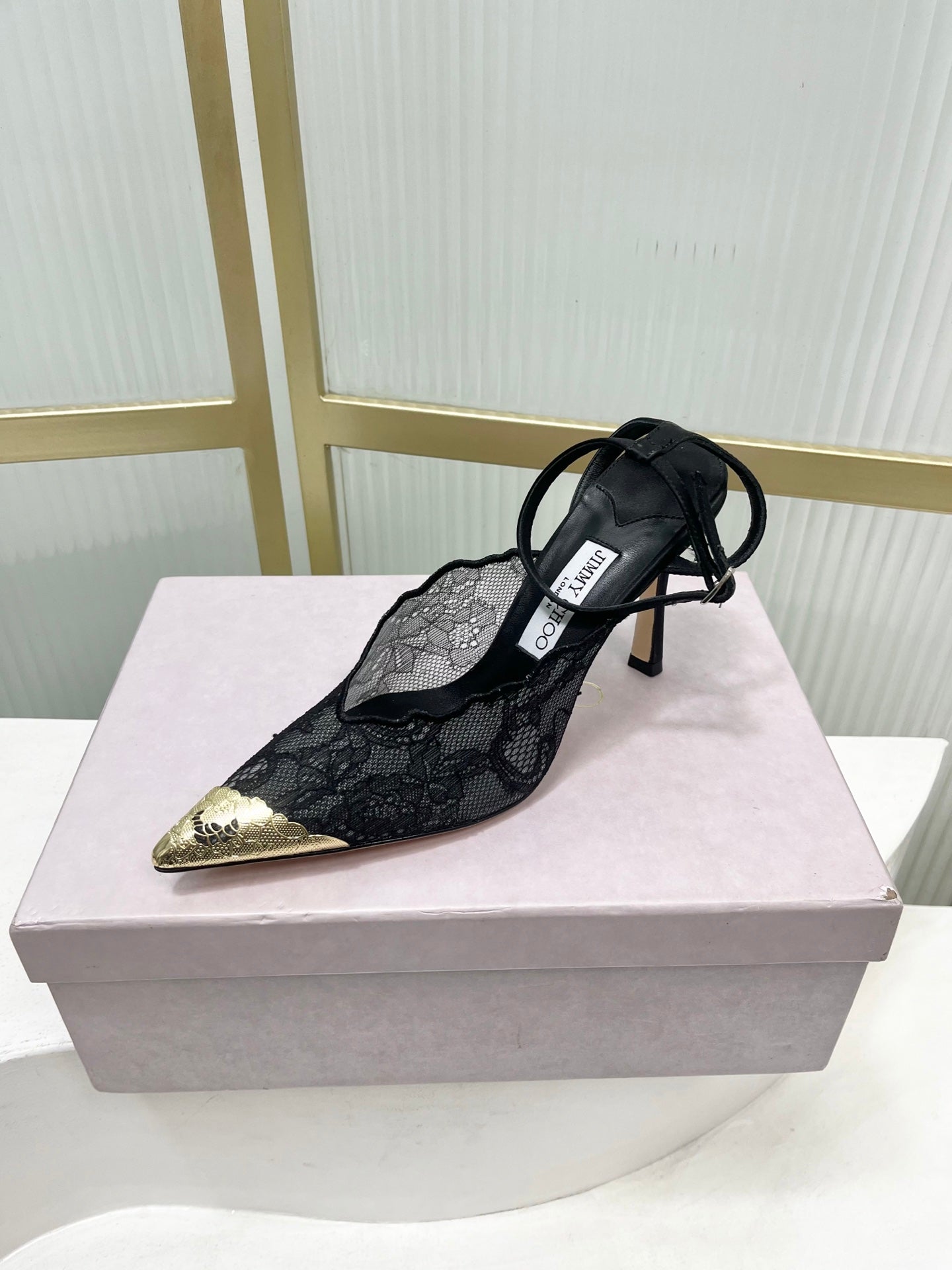 Jimmy Choo Lace Pumps With Metal Lace Detail | 4 colors