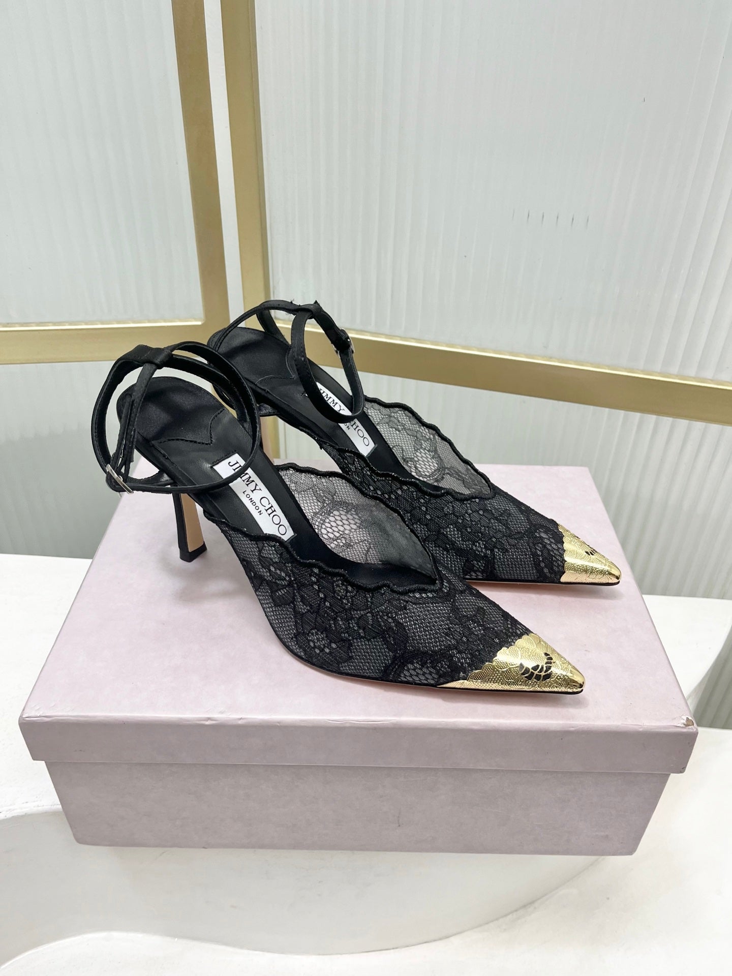 Jimmy Choo Lace Pumps With Metal Lace Detail | 4 colors