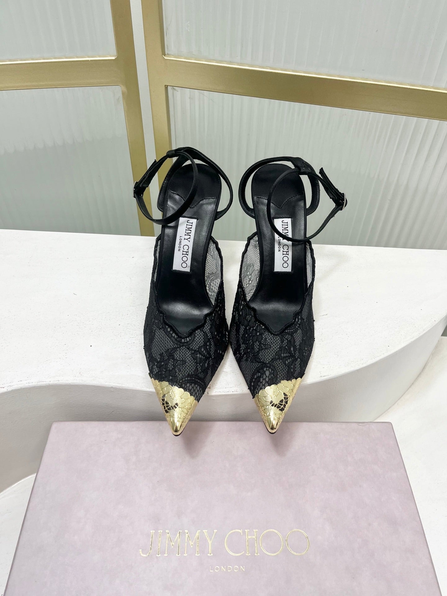 Jimmy Choo Lace Pumps With Metal Lace Detail | 4 colors