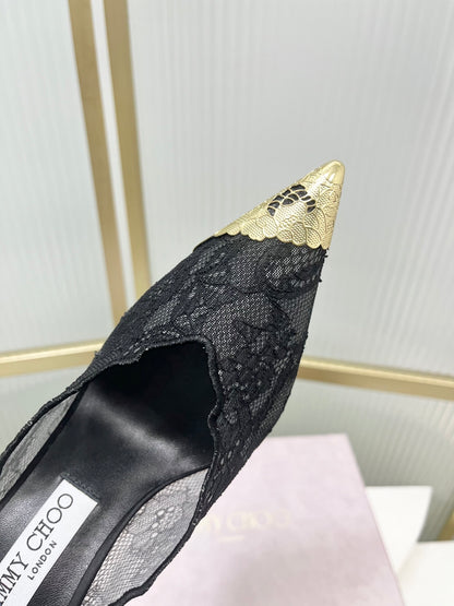 Jimmy Choo Lace Pumps With Metal Lace Detail | 4 colors