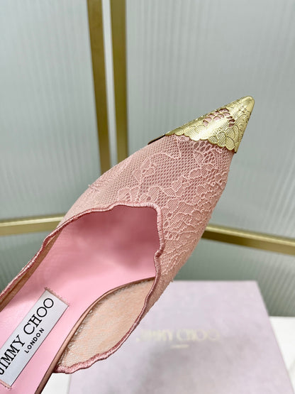 Jimmy Choo Lace Pumps With Metal Lace Detail | 4 colors
