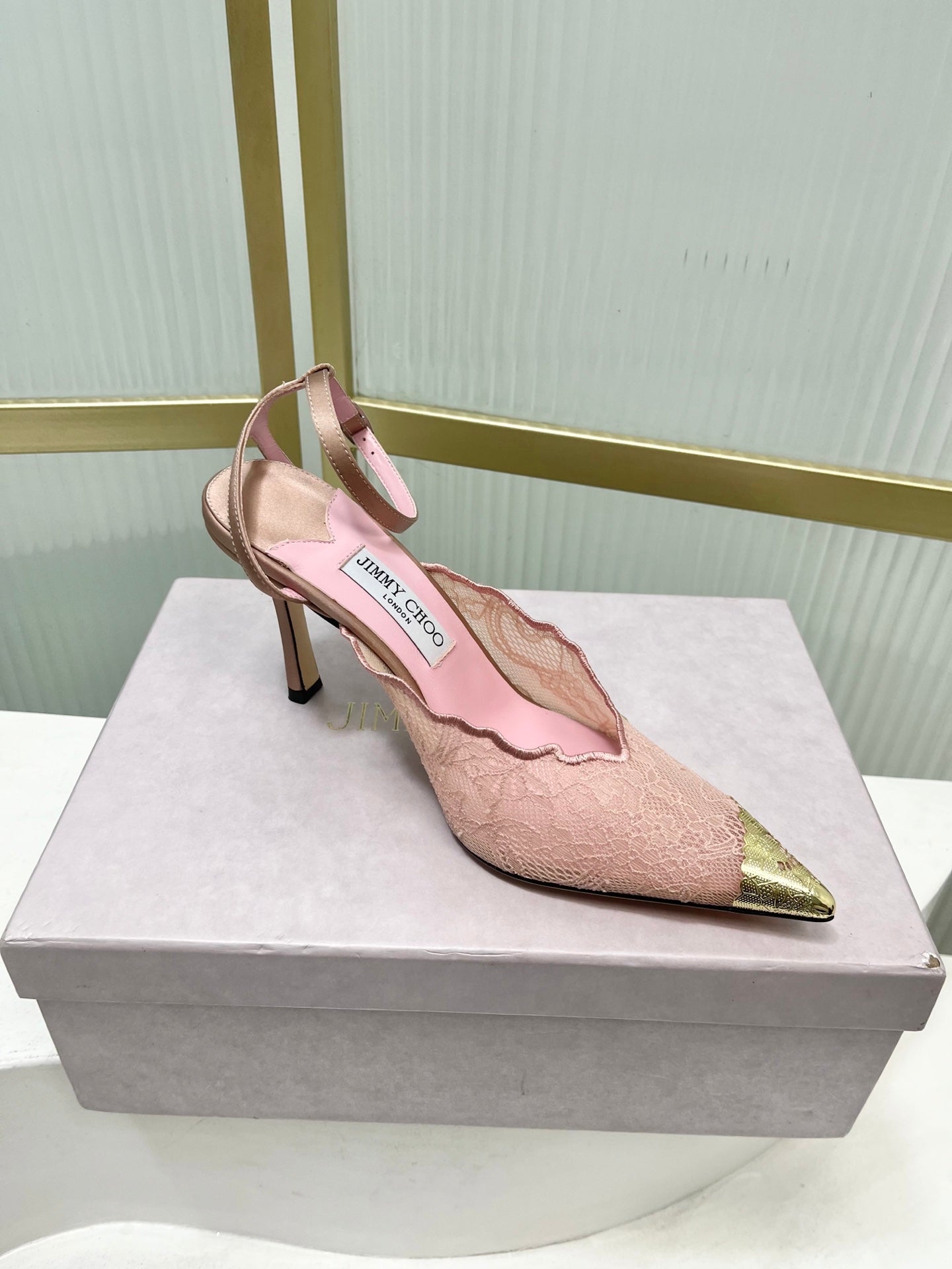 Jimmy Choo Lace Pumps With Metal Lace Detail | 4 colors